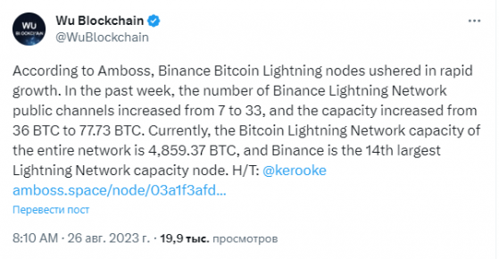 ���� Binance � ���� Lightning Network ��������� �� 14-�� �����
