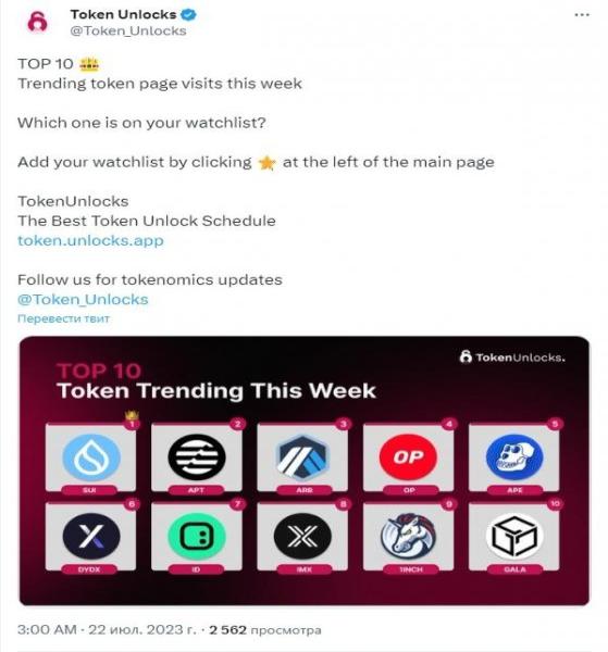  Token Unlocks  -10   