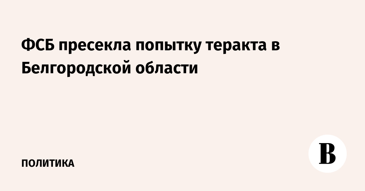 ФСБ предотвратила теракт в Белгородской области: жительница добровольно сообщила о планах