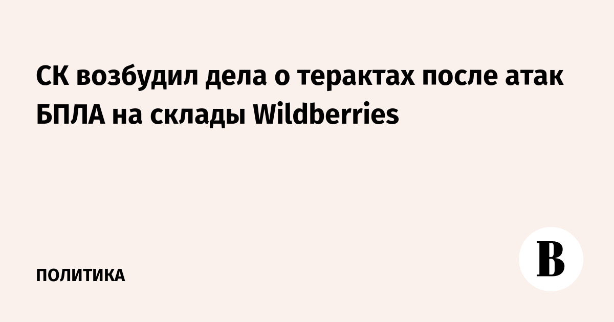 СК возбудил уголовные дела о терактах из-за атак дронов на склады Wildberries в Котовске и Электростали